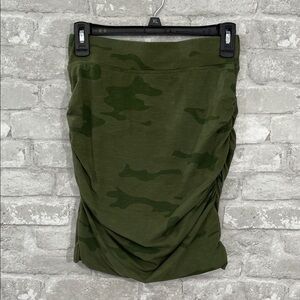 Sundry Green Camouflage Ruched Pencil Skirt